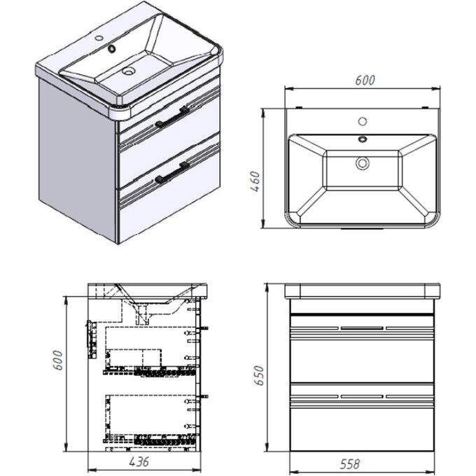 Тумба с раковиной Devit Urbanis White Matt 454060W (60 см, белая матовая, подвесная), Доступные размеры: 60, Цвет производителя: белый матовый, фото 11