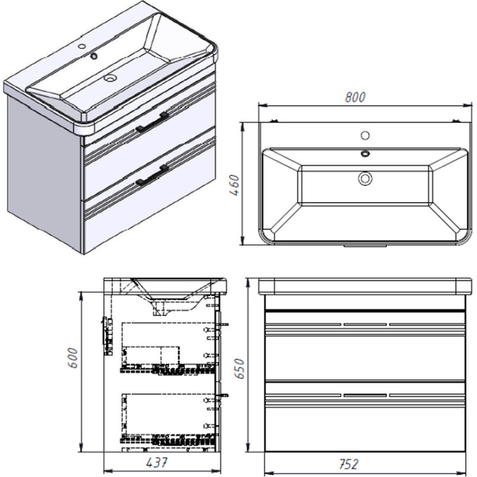 Тумба с раковиной Devit Urbanis Green 454080E (80 см, зеленая, подвесная), Доступные размеры: 80, Цвет производителя: зеленый, фото 12