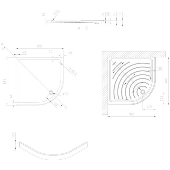 Душова кабіна з піддоном Devit Nymfa FEN0301PDEV (90x90 см, скло матове, профіль хром), Доступні розміри: 90 x 90, Колір виробника: матове скло, обробка хром, фото , изображение 3