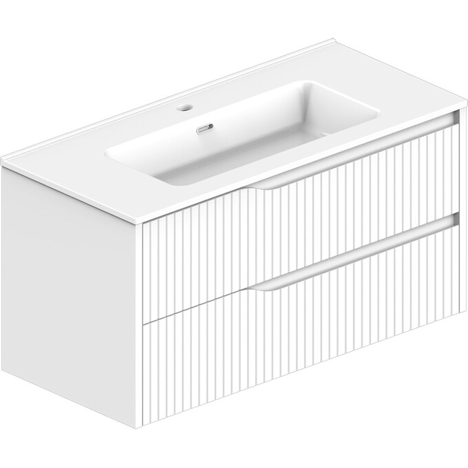 Тумба с раковиной Devit Style White Matt 442100W (100 см, белая матовая, подвесная), Доступные размеры: 100, Цвет производителя: белый матовый, фото 