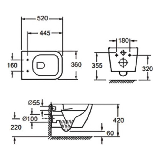 Безободковый подвесной унитаз Devit Quadra 2030140 (с сиденьем), фото 5