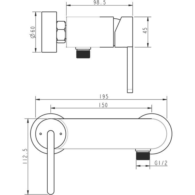 Смеситель для ванны Devit Laguna Chrome 84125110 (хром, с лейкой и шлангом), Цвет производителя: хром, фото 2
