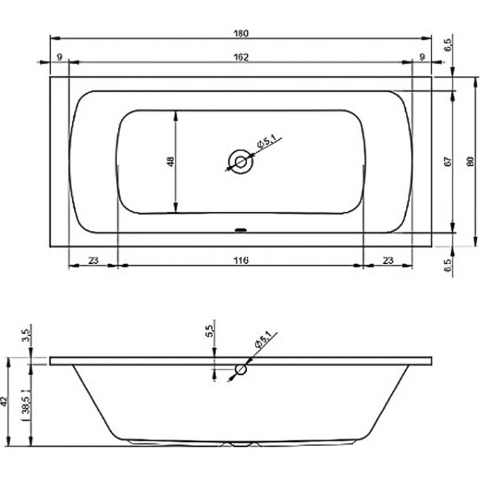 Акриловая ванна Devit Comfort S 18080345 (180x80 см, с ножками), Доступные размеры: 180 x 80, фото 4