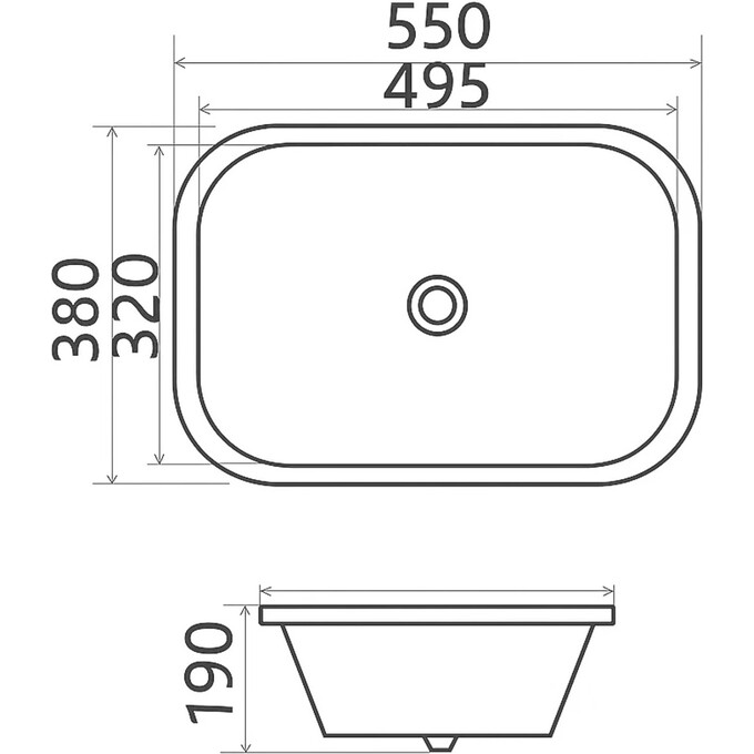 Умывальник Devit Quadra 1610133 (55x38 см, под столешницу), фото 4