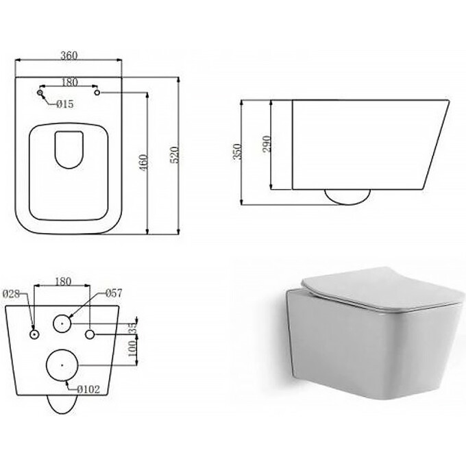 Безободковый подвесной унитаз Devit Linea 3040120 (с сиденьем), фото 4