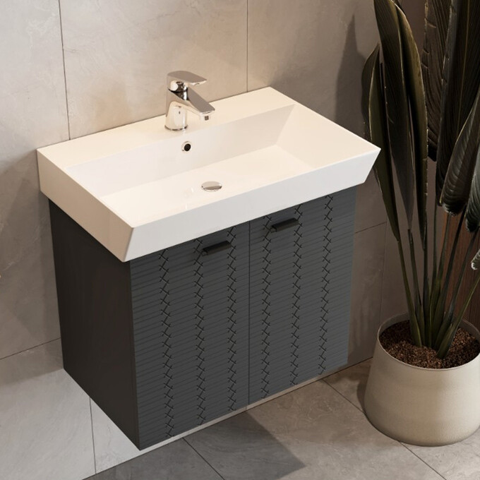 Тумба з раковиною Devit Flow Anthracite Matt 484060A (60 см, антрацит матовий, підвісна), Доступні розміри: 60, Колір виробника: антрацит матовий, фото , изображение 4