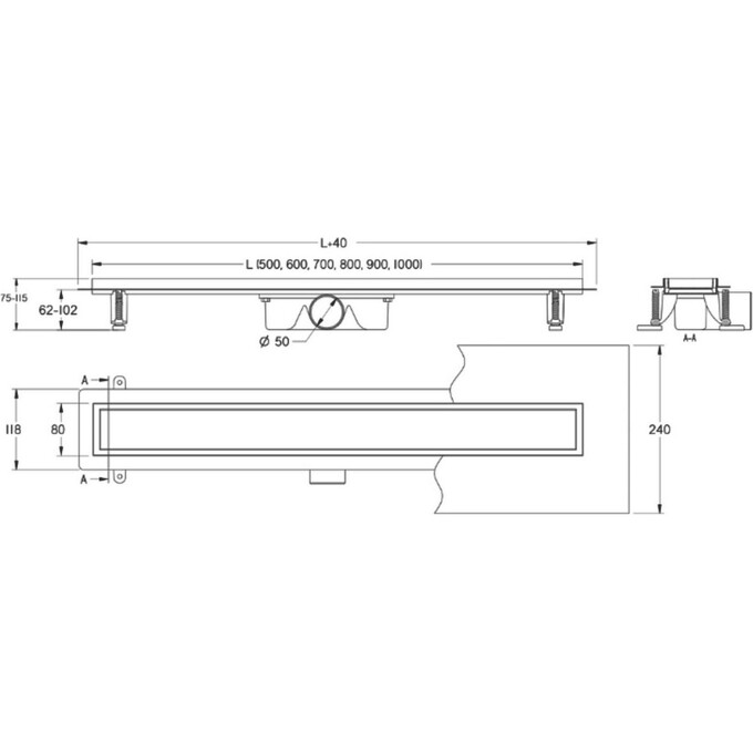 Душевой трап Devit Universal UN60220 (60 см, хром), Цвет производителя: хром, Доступные размеры: 60, фото 13