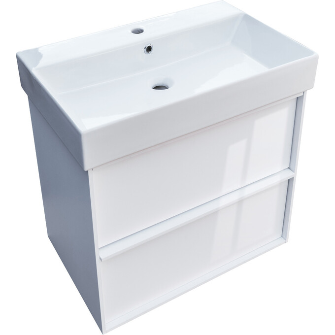 Тумба с раковиной Devit Quadra White Glossy 083060W (60 см, белая глянцевая, подвесная), Доступные размеры: 60, Цвет производителя: белый глянец, фото 3