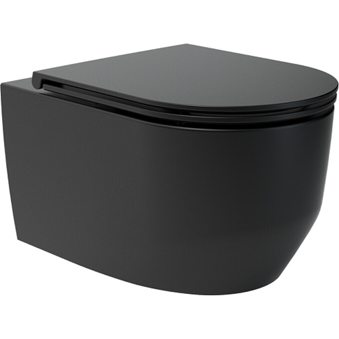 Безободковый подвесной унитаз Devit Art 3.0 Black Matt Vortex Flush 3030140B (черный матовый, воронкообразный, с сиденьем), Цвет производителя: черный матовый, фото 