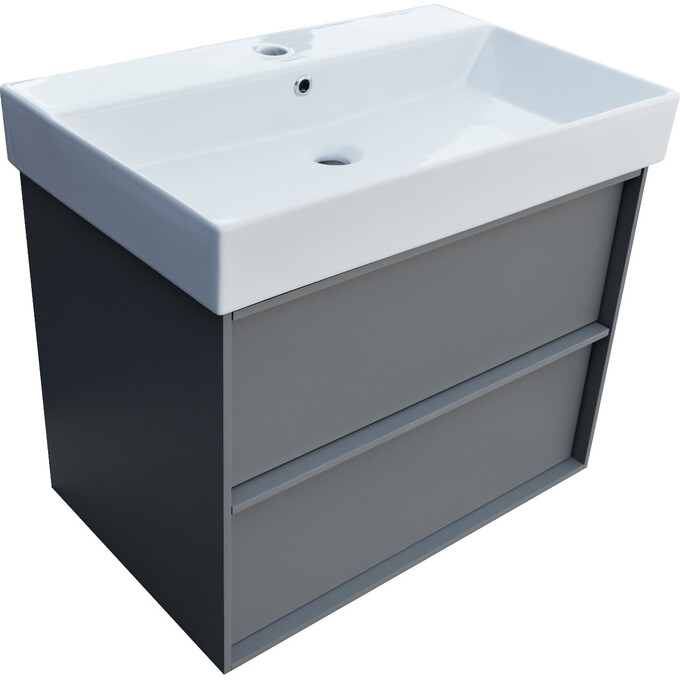 Тумба з раковиною Devit Quadra Grey Matt 083070G (70 см, сіра матова, підвісна), Доступні розміри: 70, Колір виробника: сірий матовий, фото , изображение 3