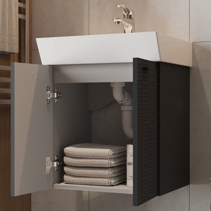 Тумба с раковиной Devit Flow Anthracite Matt 484050A (50 см, антрацит матовый, подвесная), Доступные размеры: 50, Цвет производителя: антрацит матовый, фото 6