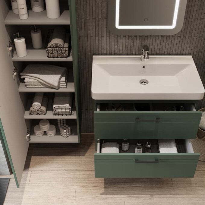 Тумба с раковиной Devit Urbanis Green 454080E (80 см, зеленая, подвесная), Доступные размеры: 80, Цвет производителя: зеленый, фото 4