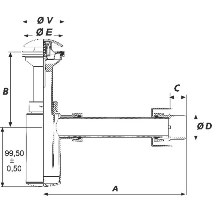 Сифон для раковини Devit DEV001756 (чорний матовий, пляшковий з донним клапаном), фото , изображение 2