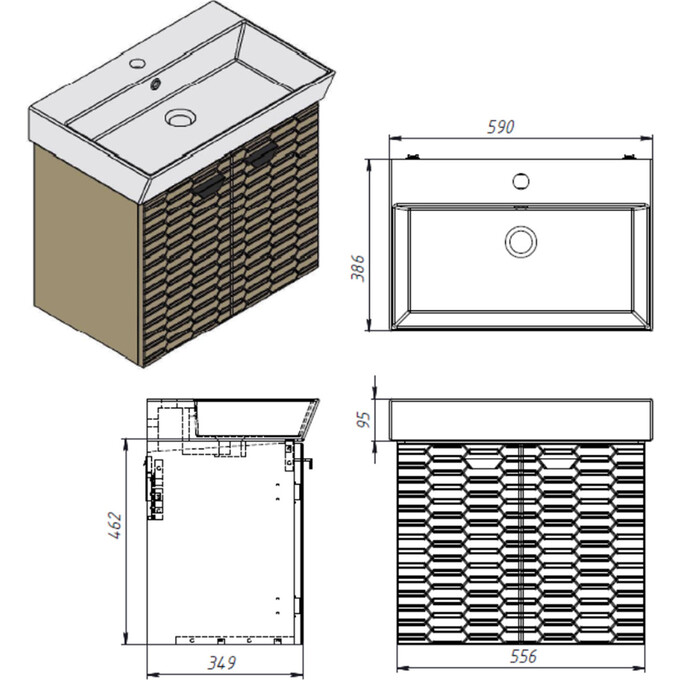 Тумба с раковиной Devit Flow Grey Matt 484060G (60 см, серая матовая, подвесная), Доступные размеры: 60, Цвет производителя: серый матовый, фото 10