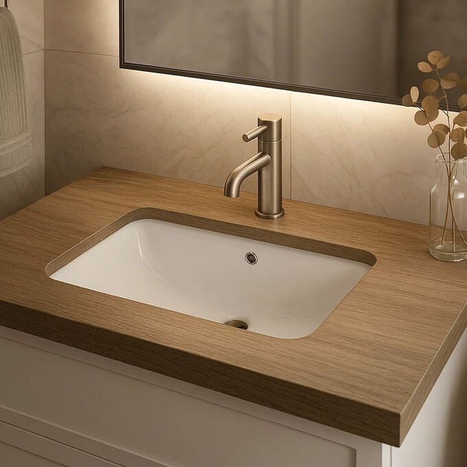 Умывальник Devit Quadra 1610133 (55x38 см, под столешницу), фото 2