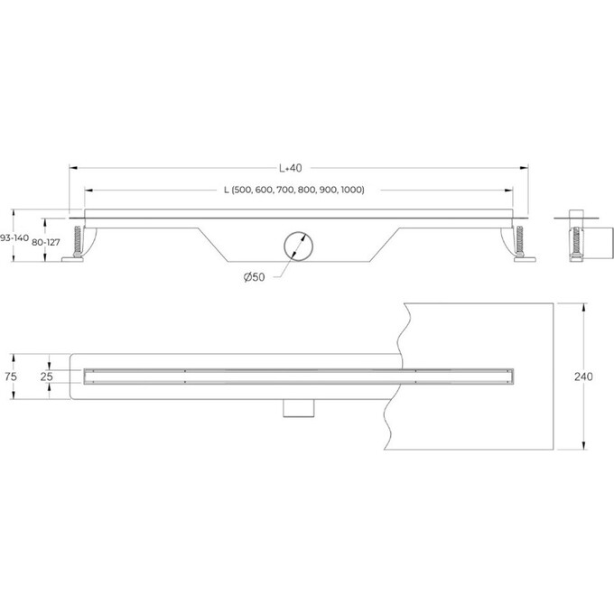 Душевой трап Devit Universal Slim UN7033C (70 см, хром), Цвет производителя: хром, Доступные размеры: 70, фото 5
