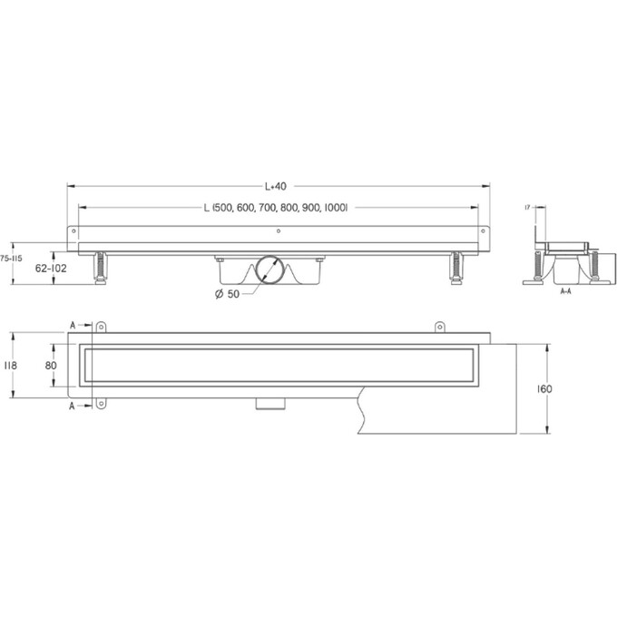 Душевой трап Devit Universal UN70110 (70 см, хром, пристенный), фото 2