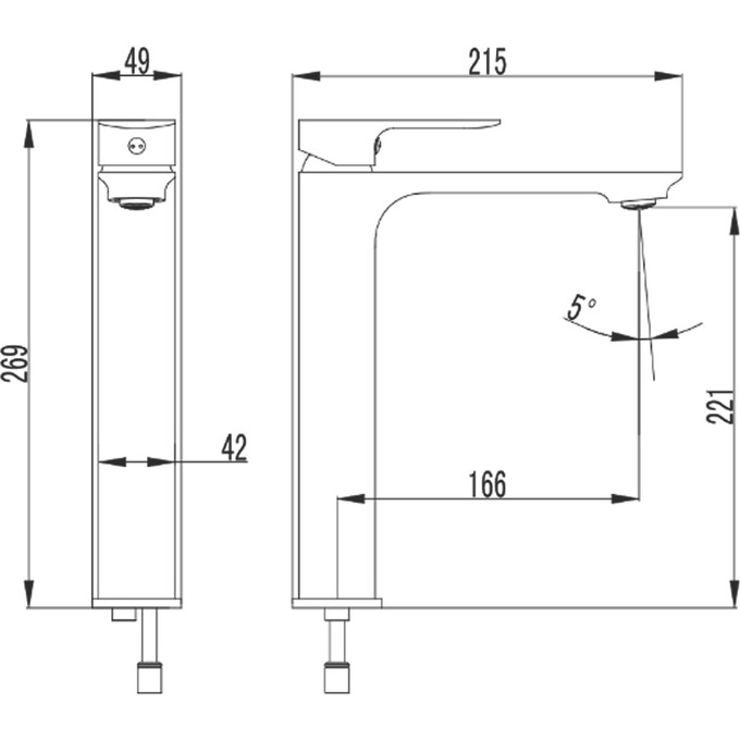 Смеситель для умывальника Devit Quadra Chrome 5040020 (высокий), фото 3