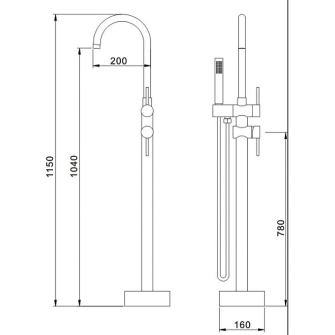 Смеситель для ванны Devit Universal Chrome 13061160 (напольный), фото 6
