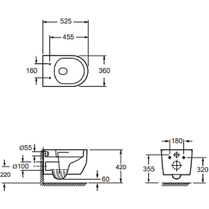 Безободковый подвесной унитаз Devit Art 3.0 Black Matt Vortex Flush 3030140B (черный матовый, воронкообразный, с сиденьем), Цвет производителя: черный матовый, фото 4