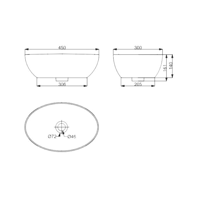 Умивальник Devit Ovale 1513136 (45x30 см, чаша), фото , изображение 3