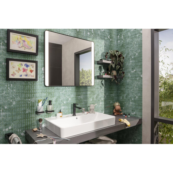 Зеркало для ванной комнаты Hansgrohe Xarita Lite Q Matt Black 54976670 (80x70 см, черное матовое, с LED-подсветкой, антизапотеванием и диммером), Доступные размеры: 80 x 70, Цвет производителя: черный матовый, фото 2