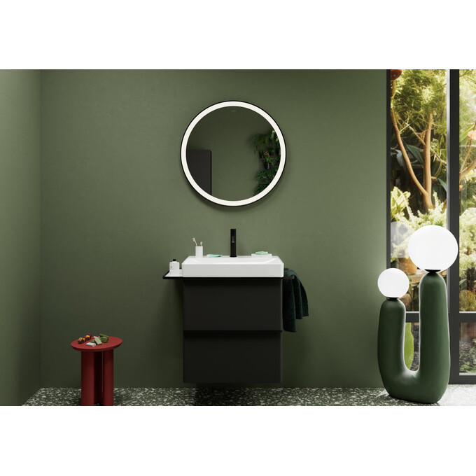 Зеркало для ванной комнаты Hansgrohe Xarita Lite S Matt Black 54979670 (70x70 см, черное матовое, с LED-подсветкой, антизапотеванием и диммером), Доступные размеры: 70 x 70, Цвет производителя: черный матовый, фото 6