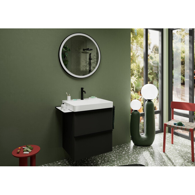 Зеркало для ванной комнаты Hansgrohe Xarita Lite S Matt Black 54979670 (70x70 см, черное матовое, с LED-подсветкой, антизапотеванием и диммером), Доступные размеры: 70 x 70, Цвет производителя: черный матовый, фото 5