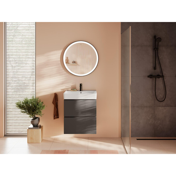 Зеркало для ванной комнаты Hansgrohe Xarita Lite S Matt Black 54979670 (70x70 см, черное матовое, с LED-подсветкой, антизапотеванием и диммером), Доступные размеры: 70 x 70, Цвет производителя: черный матовый, фото 7