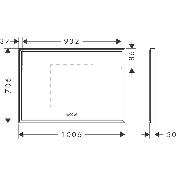 Зеркало для ванной комнаты Hansgrohe Xarita E 54986700 (100x70 см, с LED-подсветкой, антизапотеванием и диммером), фото 7