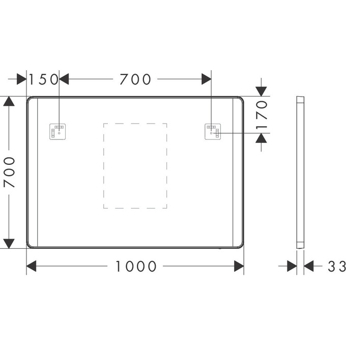 Зеркало для ванной комнаты Hansgrohe Xarita Lite Q Matt Black 54977670 (100x70 см, черное матовое, с LED-подсветкой, антизапотеванием и диммером), Доступные размеры: 100 x 70, Цвет производителя: черный матовый, фото 3
