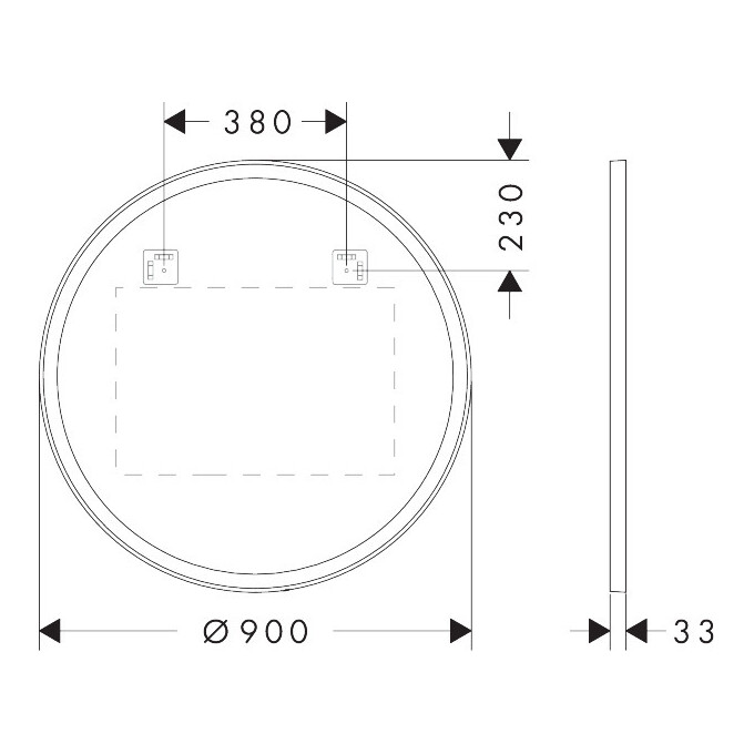 Зеркало для ванной комнаты Hansgrohe Xarita Lite S Matt Black 54980670 (90x90 см, черное матовое, с LED-подсветкой, антизапотеванием и диммером), Доступные размеры: 90 x 90, Цвет производителя: черный матовый, фото 6
