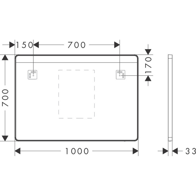 Зеркало для ванной комнаты Hansgrohe Xarita Lite Q Matt Black 54972670 (100x70 см, черное матовое, с LED-подсветкой, антизапотеванием и диммером), Доступные размеры: 100 x 70, Цвет производителя: черный матовый, фото 4