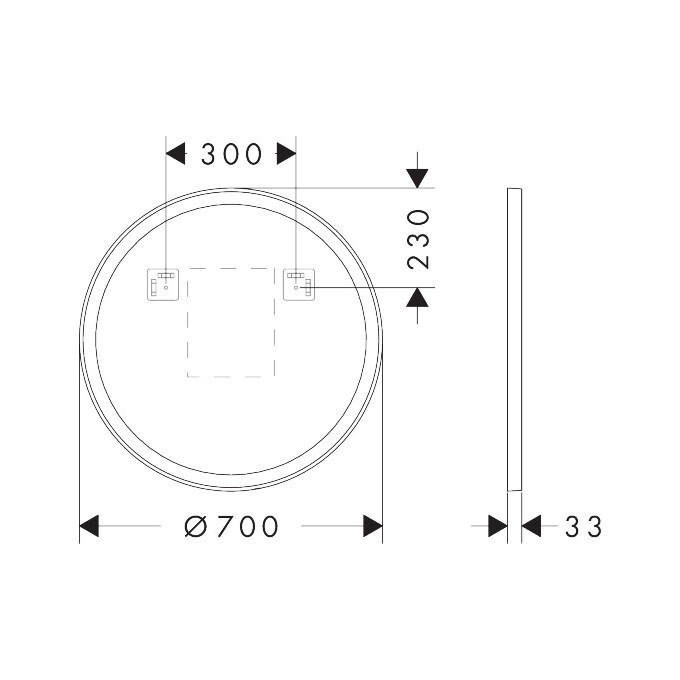 Зеркало для ванной комнаты Hansgrohe Xarita Lite S Matt Black 54979670 (70x70 см, черное матовое, с LED-подсветкой, антизапотеванием и диммером), Доступные размеры: 70 x 70, Цвет производителя: черный матовый, фото 8