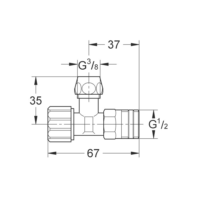 Кутовий вентиль Grohe 1/2"х3/8" 43821000, фото , изображение 2