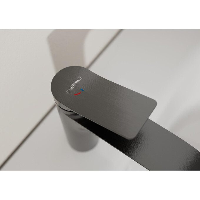 Смеситель для умывальника Hansgrohe Vivenis 110 CoolStart Brushed Black Chrome 75023340 (брашированный черный хром, с каскадным изливом и с донным клапаном), Цвет производителя: брашированный черный хром, фото 2