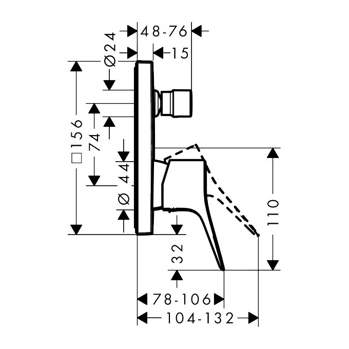 Внешняя часть смесителя скрытого монтажа для ванны Hansgrohe Vivenis Brushed Bronze 75415140 (брашированная бронза), Цвет производителя: брашированная бронза, фото 4