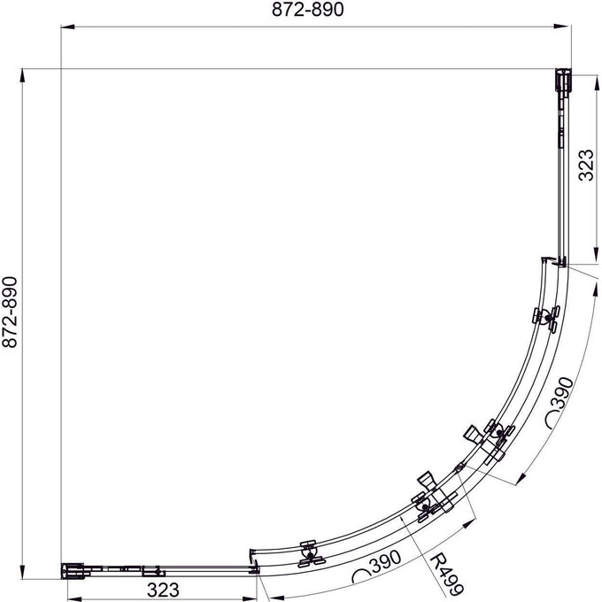 Душова кабіна Koller Pool Line Arc Black Matt 1440652403 (90x90 см, прозоре скло, профіль чорний матовий), Доступні розміри: 90 x 90, Колір виробника: прозоре скло, обробка чорна матова, фото , изображение 4