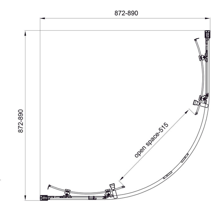 Душова кабіна Koller Pool Line Arc Black Matt 1440652403 (90x90 см, прозоре скло, профіль чорний матовий), Доступні розміри: 90 x 90, Колір виробника: прозоре скло, обробка чорна матова, фото , изображение 5