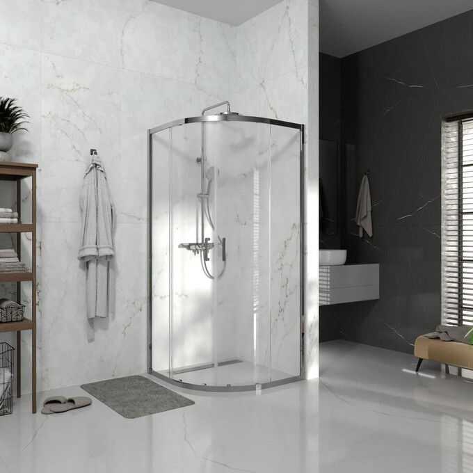 Душевая кабина Koller Pool Line Arc Black Matt 1440632203 (80x80 см, стекло прозрачное, профиль хром), Доступные размеры: 80 x 80, Цвет производителя: прозрачное стекло, отделка хром, фото 2