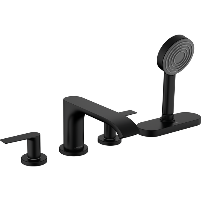 Внешняя часть смесителя на борт ванны Hansgrohe Vivenis Matt Black 75444670 (черный матовый, на четыре отверстия, с каскадным изливом), Цвет производителя: черный матовый, фото 