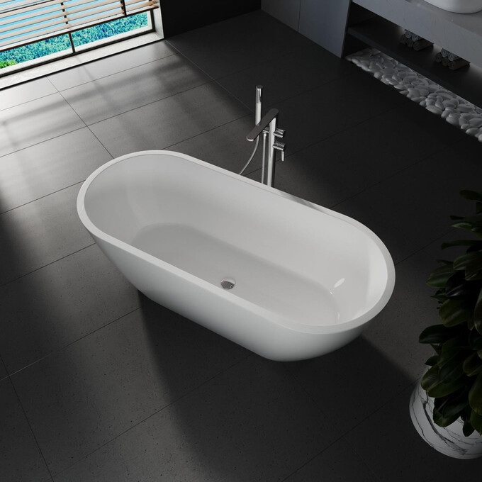 Акриловая ванна Koller Pool AquaLuxe White 0202260101 (170x75 см, белая, отдельностоящая, с ножками и сифоном), Цвет производителя: белый, фото 3