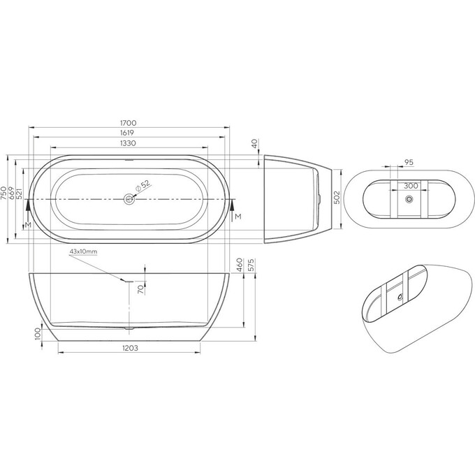 Акриловая ванна Koller Pool AquaLuxe White 0202260101 (170x75 см, белая, отдельностоящая, с ножками и сифоном), Цвет производителя: белый, фото 5