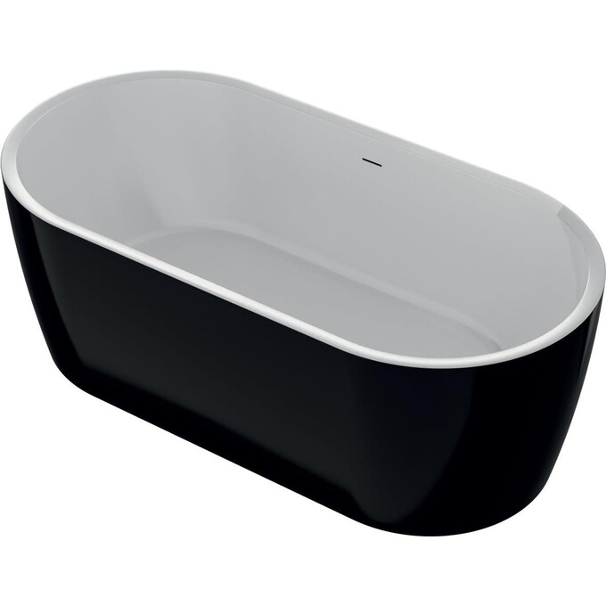 Акриловая ванна Koller Pool PureLine White/Matt Black 0266251501 (160x80 см, белая/черная матовая, отдельностоящая, с ножками и сифоном), Цвет производителя: белый, черный, фото 