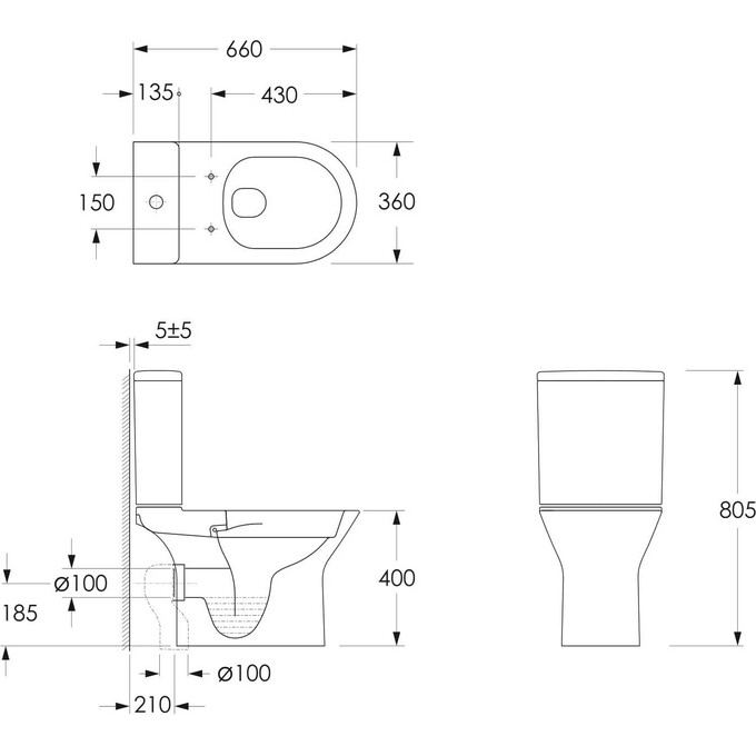 Безободковый унитаз-компакт Imprese Vyskov New Rimless i11337 (с сиденьем), фото 2