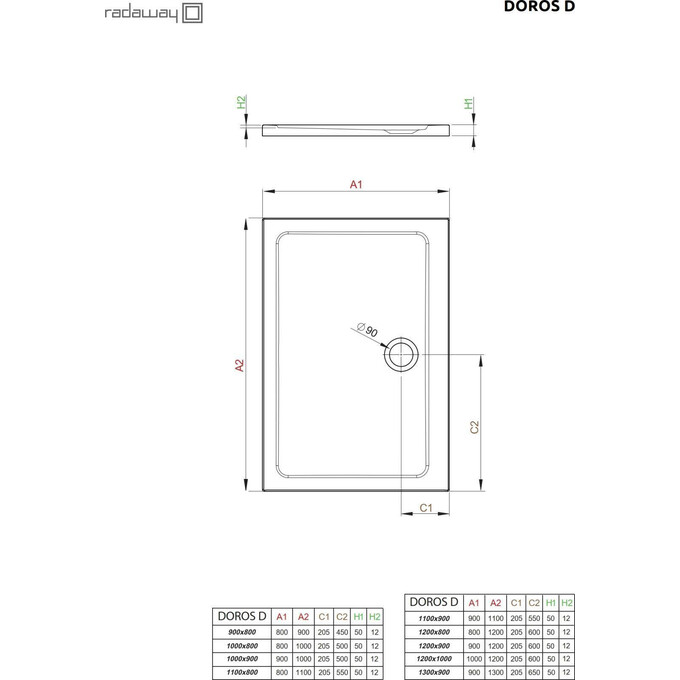 Комплект Radaway: душевая кабина Alienta D Chrome + поддон Doros 10258010-01-01K (100x80 см, стекло прозрачное, профиль хром, с сифоном), Доступные размеры: 100 x 80, фото 9