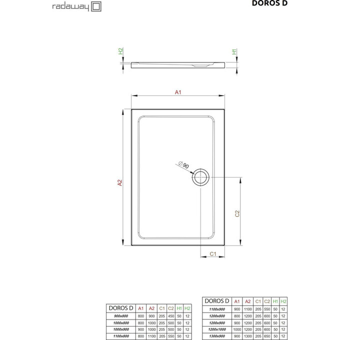 Комплект Radaway: душевая кабина Alienta D Chrome + поддон Doros 10258090-01-01K (90x80 см, стекло прозрачное, профиль хром, с сифоном), Доступные размеры: 90 x 80, фото 9