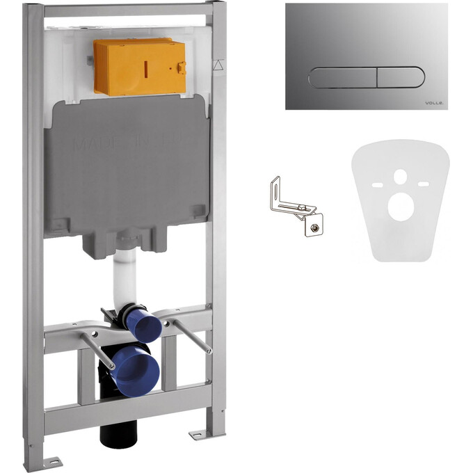 Комплект унитаз с инсталляцией 4 в 1 : подвесной унитаз с сиденьем Imprese Dobry Twist c06802203 + инсталляция Volle Master 141515 + клавиша хром + c звукоизоляционной прокладкой + с креплением к стене, Цвет производителя: хром, фото 5