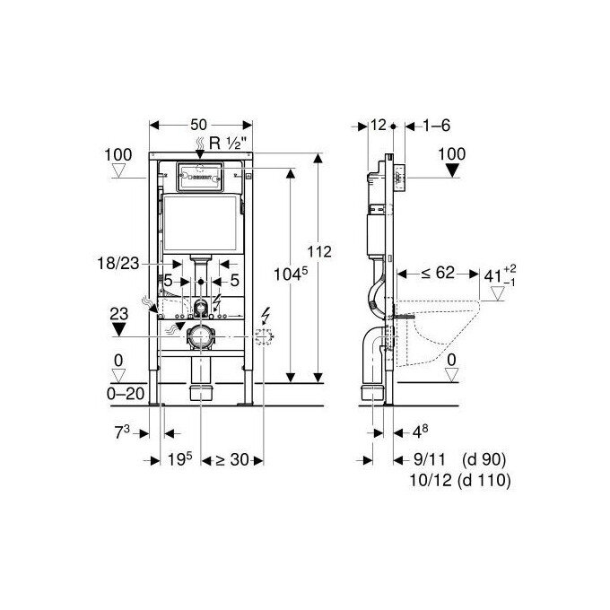 Комплект унитаз с инсталляцией 2 в 1 : подвесной унитаз с сиденьем RJ Flip Rimless RJCEJ0005 + инсталляция Geberit Duofix Delta 458.103.00.1, фото 3