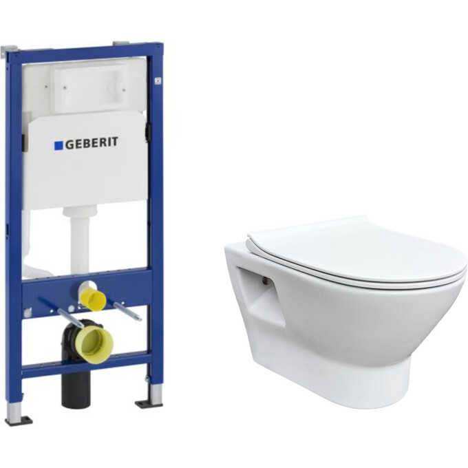 Комплект унітаз з інсталяцією 2 в 1: підвісний унітаз з сидінням RJ Feel Rimless RJ4545 + інсталяція Geberit Duofix Delta 458.103.00.1, фото 